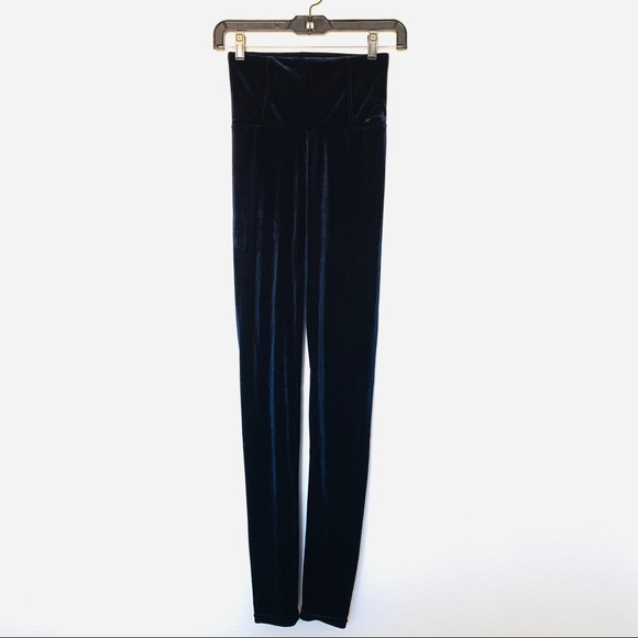 Femme by Design High Waist Navy Velvet Leggings - Picture 9 of 11